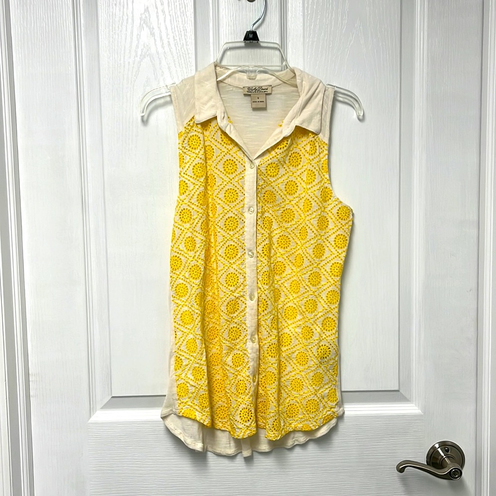 Lucky Brand Button Down Embroidery Top